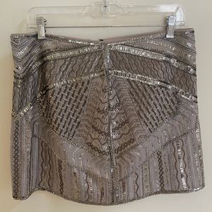 CLUB MONACO | Beaded Silver Mini Skirt | “Like New” Condition